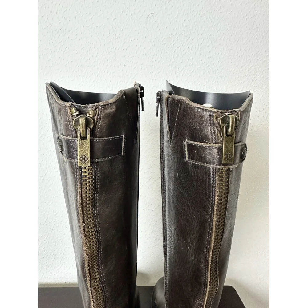 Capezzani Brown Leather Tall Riding Boots Size 39/US 8 Made In Italy Pull On